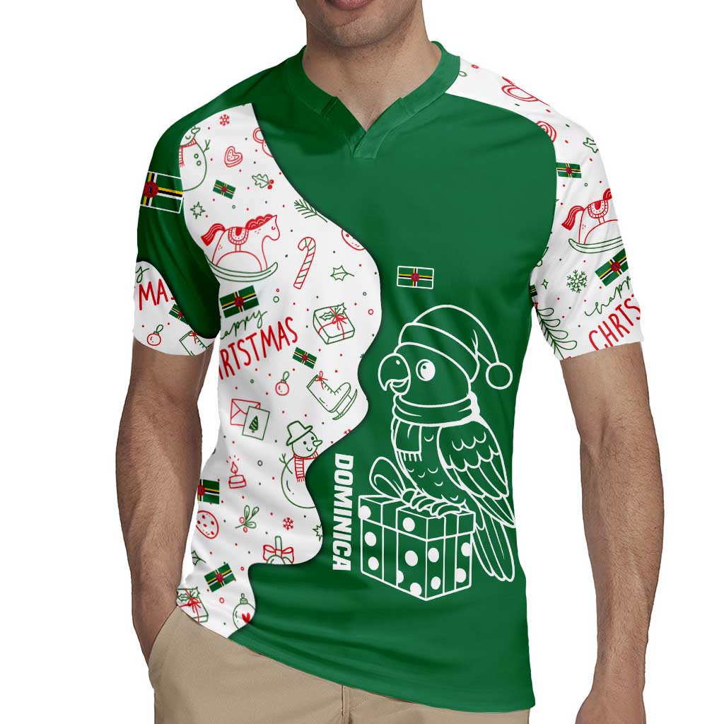 Dominica Christmas Rugby Jersey with Parrot Gift Box and Festive Pattern Design - Wonder Print Shop