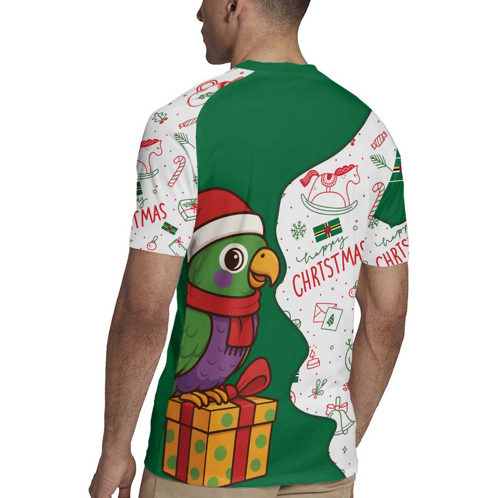 Dominica Christmas Rugby Jersey with Parrot Gift Box and Festive Pattern Design - Wonder Print Shop