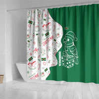 Dominica Christmas Shower Curtain with Parrot Gift Box and Festive Pattern Design - Wonder Print Shop
