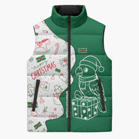 Dominica Christmas Sleeveless Puffer Jacket with Parrot Gift Box and Festive Pattern Design - Wonder Print Shop