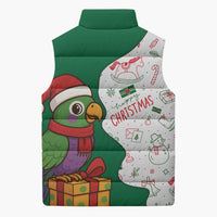 Dominica Christmas Sleeveless Puffer Jacket with Parrot Gift Box and Festive Pattern Design - Wonder Print Shop