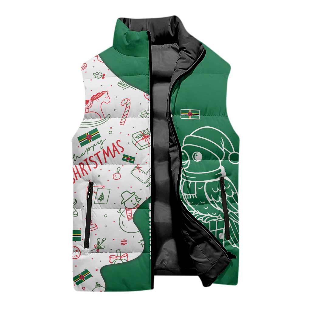 Dominica Christmas Sleeveless Puffer Jacket with Parrot Gift Box and Festive Pattern Design - Wonder Print Shop