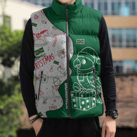 Dominica Christmas Sleeveless Puffer Jacket with Parrot Gift Box and Festive Pattern Design - Wonder Print Shop