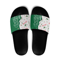 Dominica Christmas Slide Sandals with Parrot Gift Box and Festive Pattern Design - Wonder Print Shop