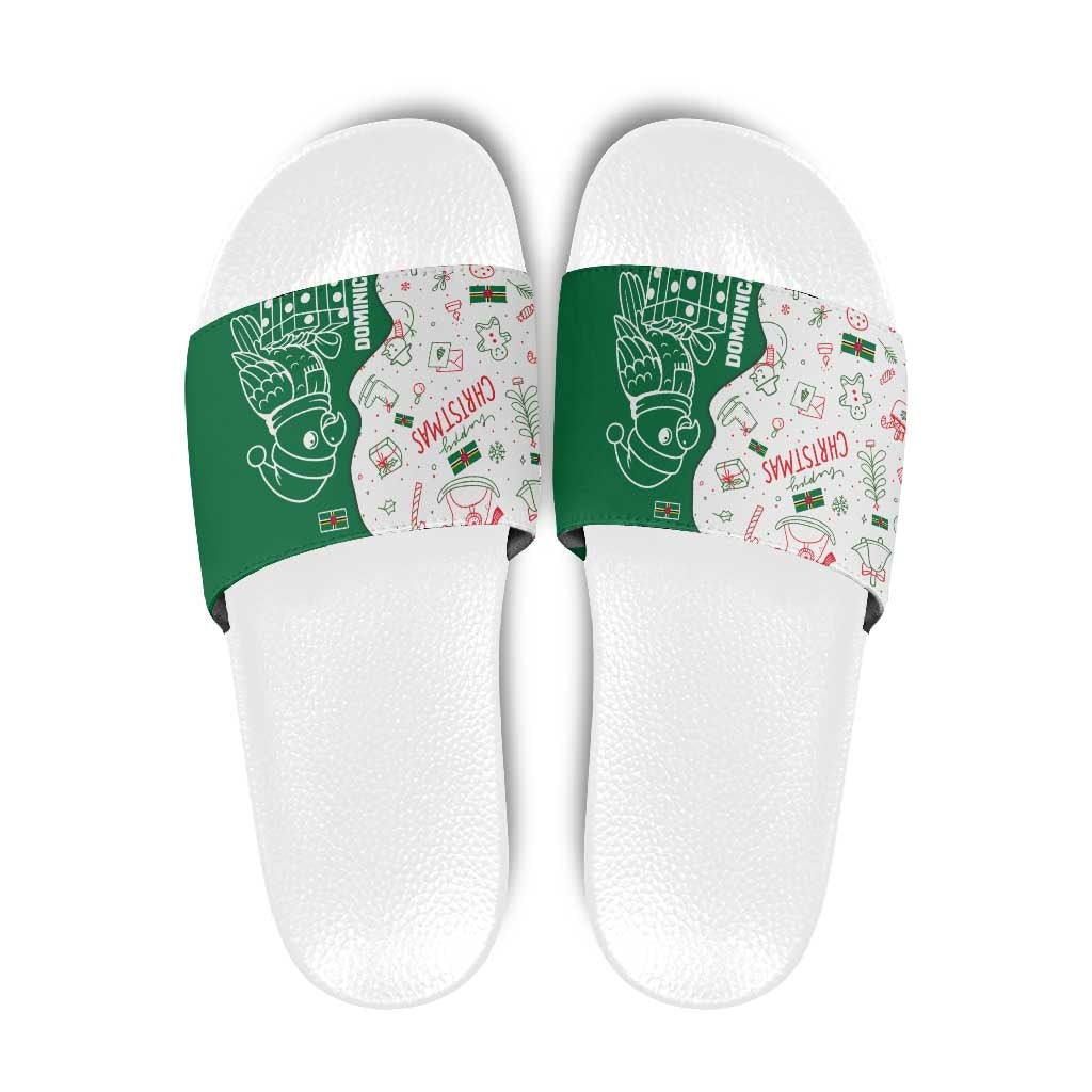 Dominica Christmas Slide Sandals with Parrot Gift Box and Festive Pattern Design - Wonder Print Shop