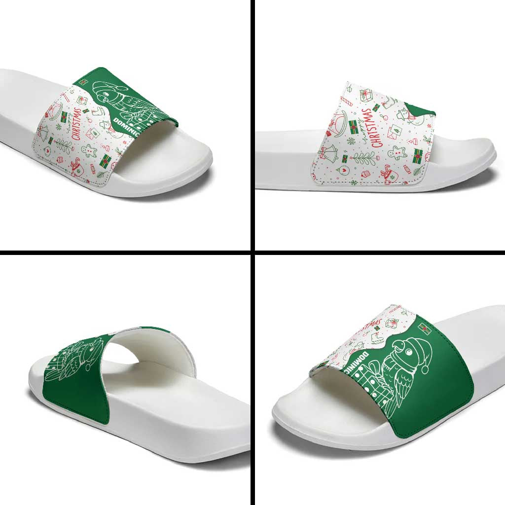 Dominica Christmas Slide Sandals with Parrot Gift Box and Festive Pattern Design - Wonder Print Shop