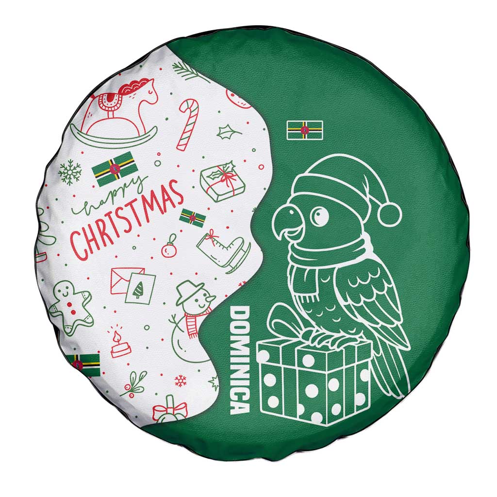 Dominica Christmas Spare Tire Cover with Parrot Gift Box and Festive Pattern Design - Wonder Print Shop