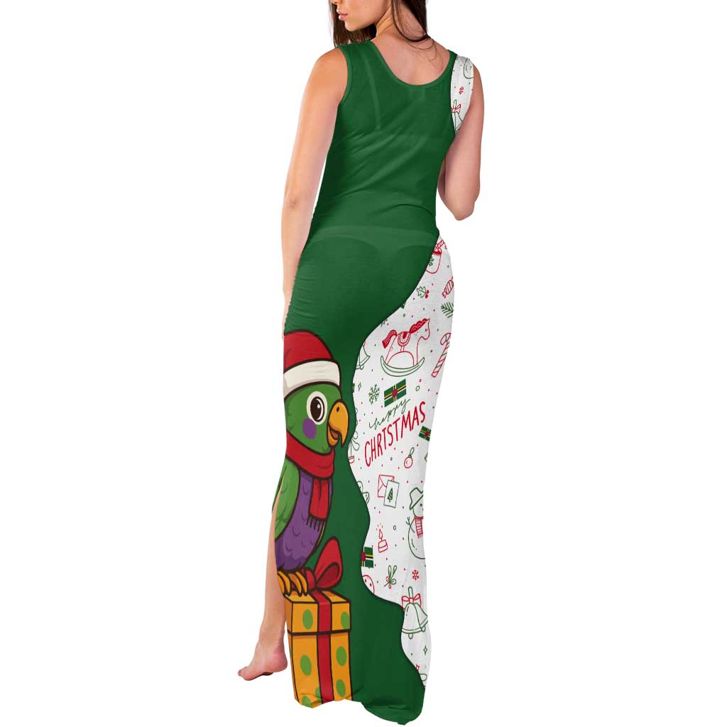 Dominica Christmas Tank Maxi Dress with Parrot Gift Box and Festive Pattern Design - Wonder Print Shop