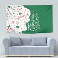 Dominica Christmas Tapestry with Parrot Gift Box and Festive Pattern Design - Wonder Print Shop