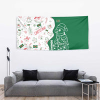 Dominica Christmas Tapestry with Parrot Gift Box and Festive Pattern Design - Wonder Print Shop