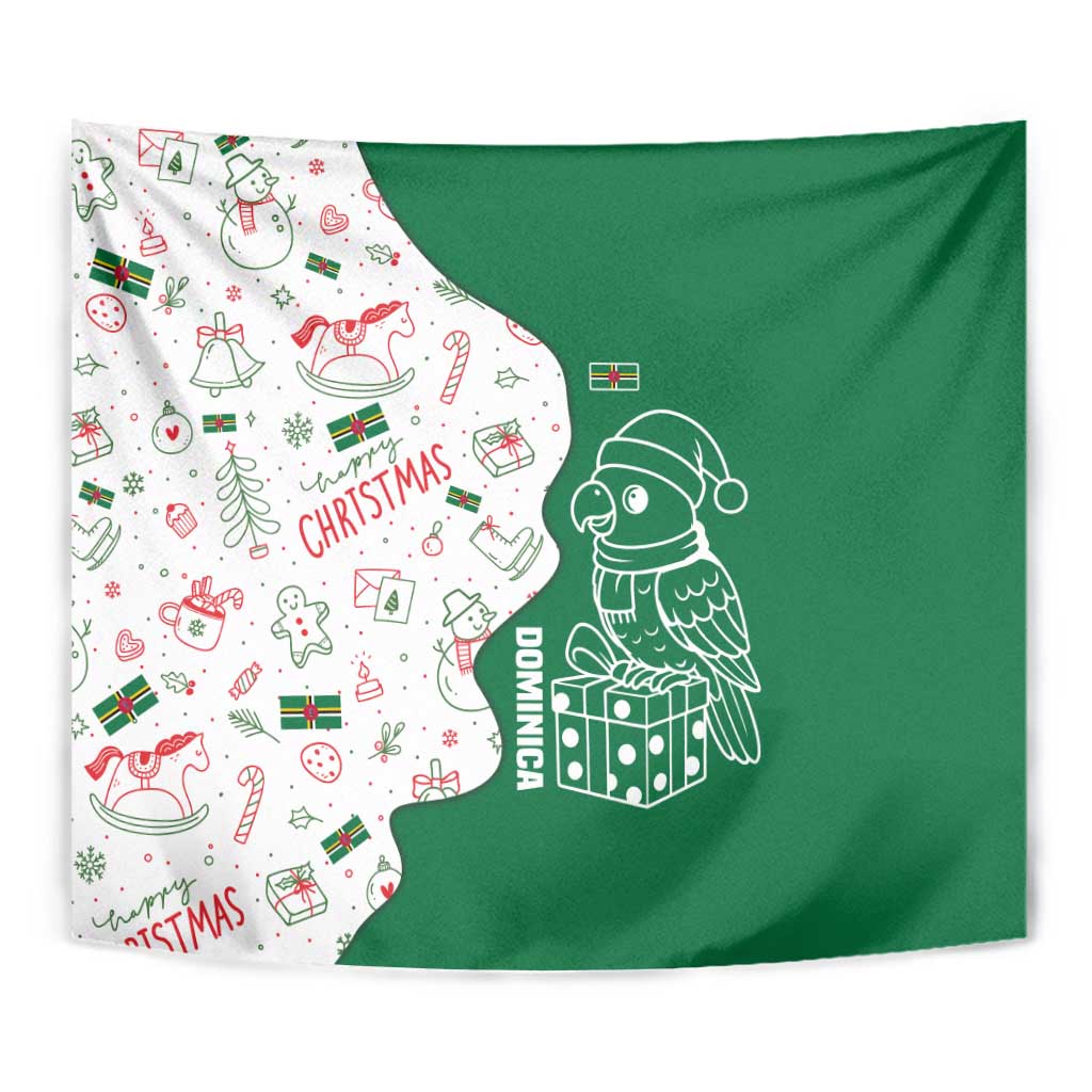 Dominica Christmas Tapestry with Parrot Gift Box and Festive Pattern Design - Wonder Print Shop