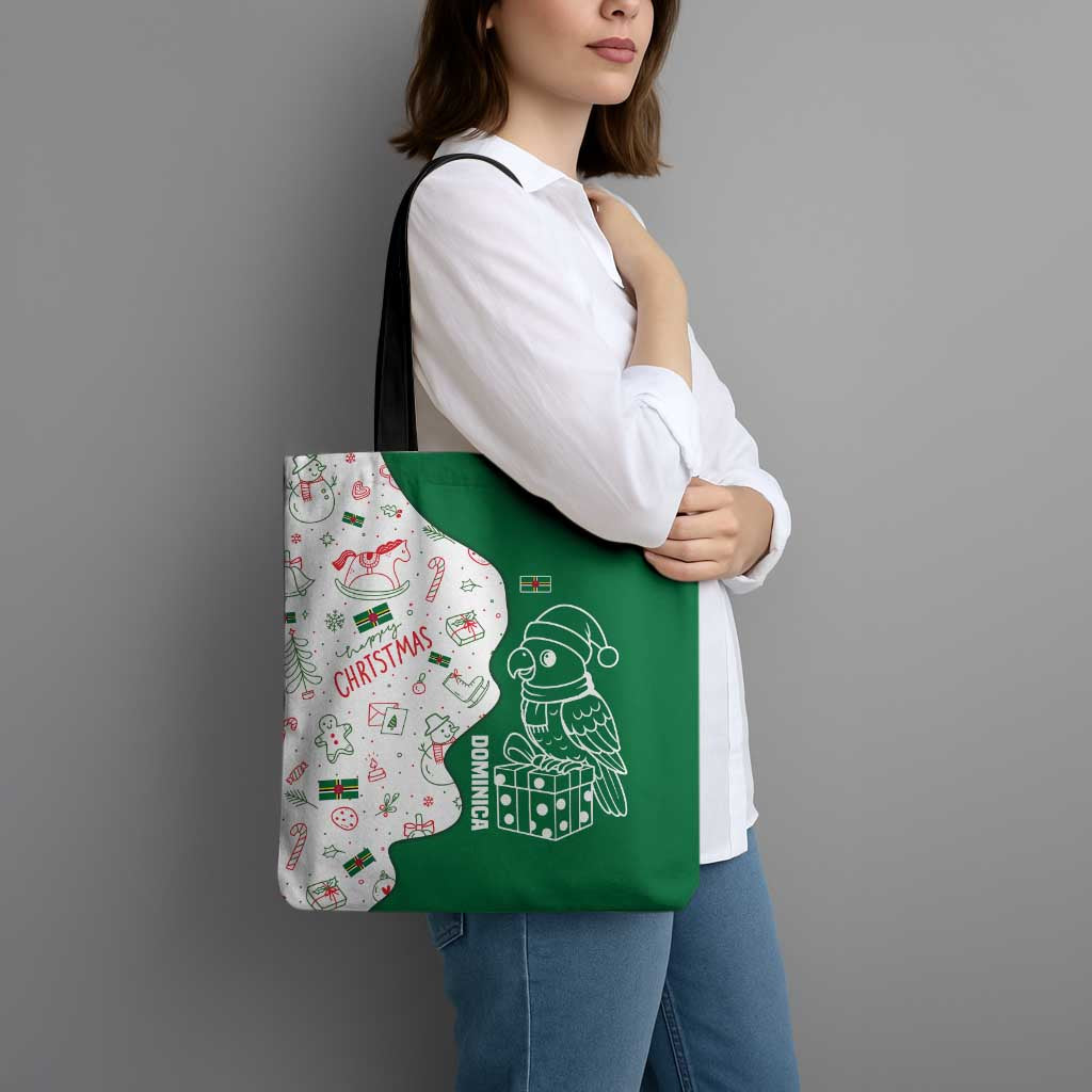 Dominica Christmas Tote Bag with Parrot Gift Box and Festive Pattern Design - Wonder Print Shop