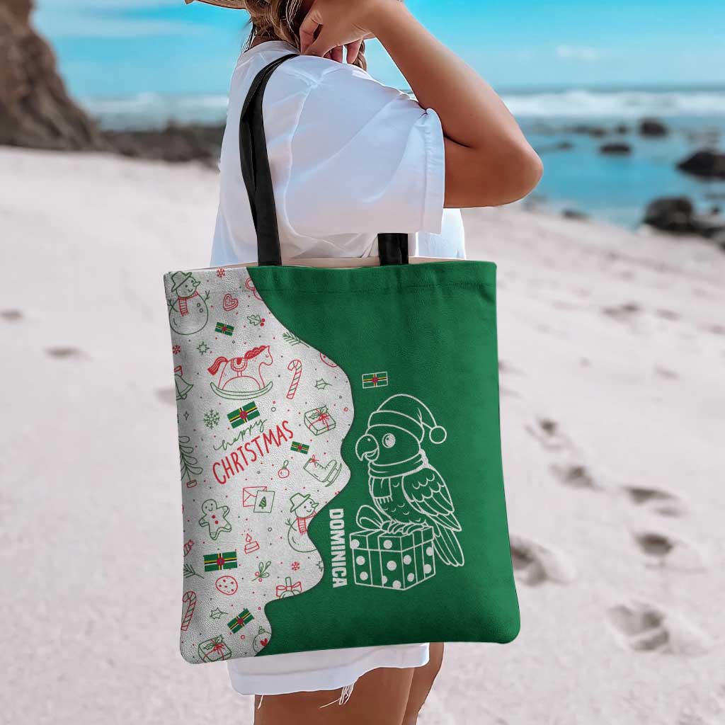 Dominica Christmas Tote Bag with Parrot Gift Box and Festive Pattern Design - Wonder Print Shop