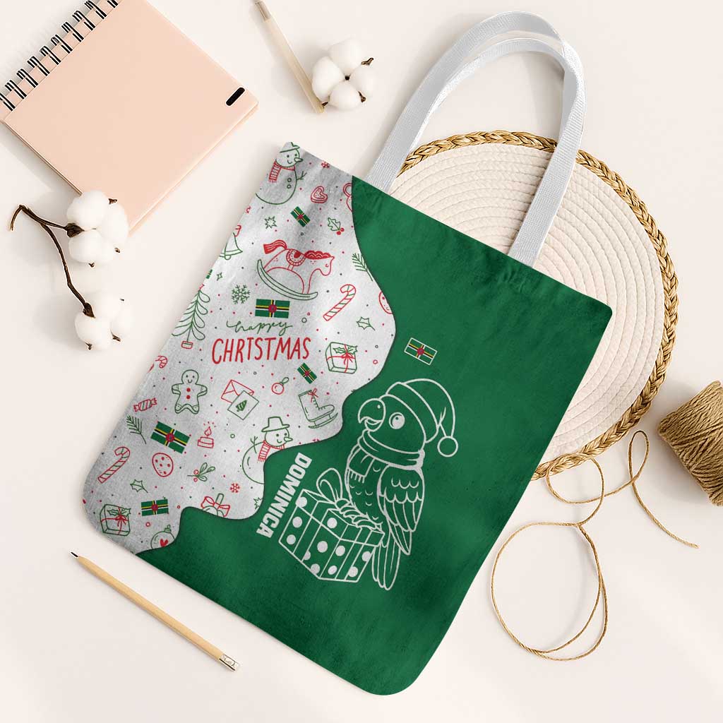Dominica Christmas Tote Bag with Parrot Gift Box and Festive Pattern Design - Wonder Print Shop
