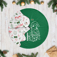 Dominica Christmas Tree Skirt with Parrot Gift Box and Festive Pattern Design - Wonder Print Shop