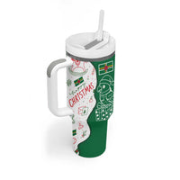 Dominica Christmas Tumbler With Handle with Parrot Gift Box and Festive Pattern Design - Wonder Print Shop