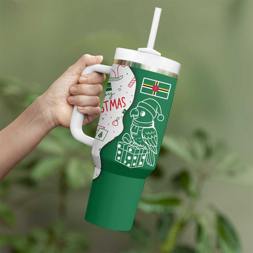 Dominica Christmas Tumbler With Handle with Parrot Gift Box and Festive Pattern Design - Wonder Print Shop