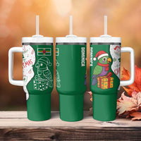 Dominica Christmas Tumbler With Handle with Parrot Gift Box and Festive Pattern Design - Wonder Print Shop