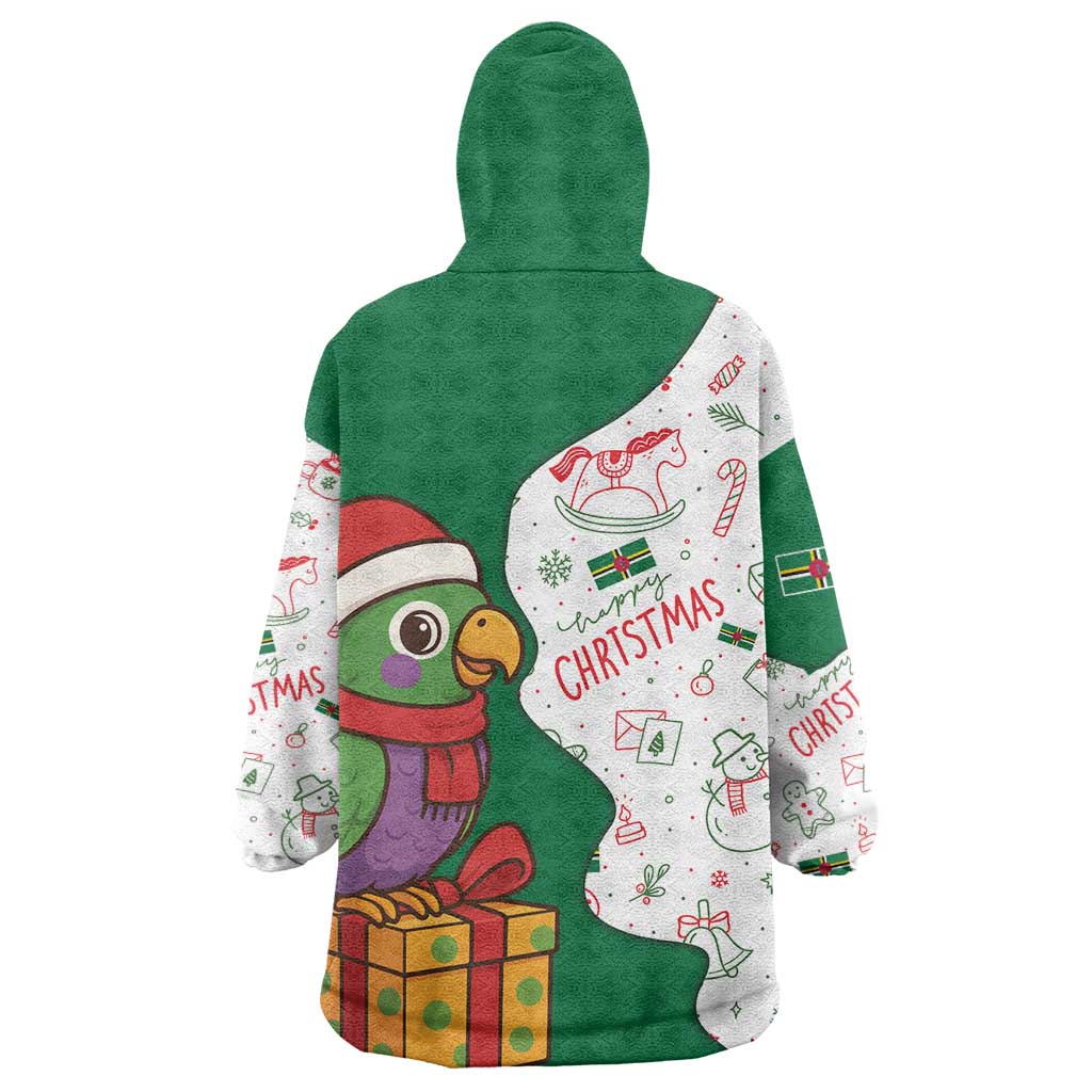 Dominica Christmas Wearable Blanket Hoodie with Parrot Gift Box and Festive Pattern Design - Wonder Print Shop