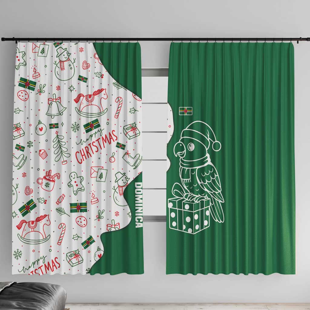 Dominica Christmas Window Curtain with Parrot Gift Box and Festive Pattern Design - Wonder Print Shop