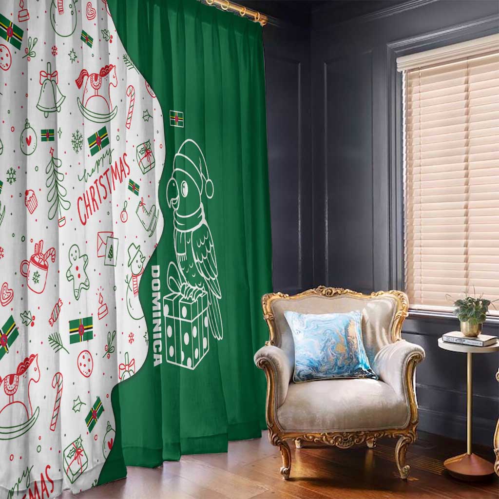 Dominica Christmas Window Curtain with Parrot Gift Box and Festive Pattern Design - Wonder Print Shop