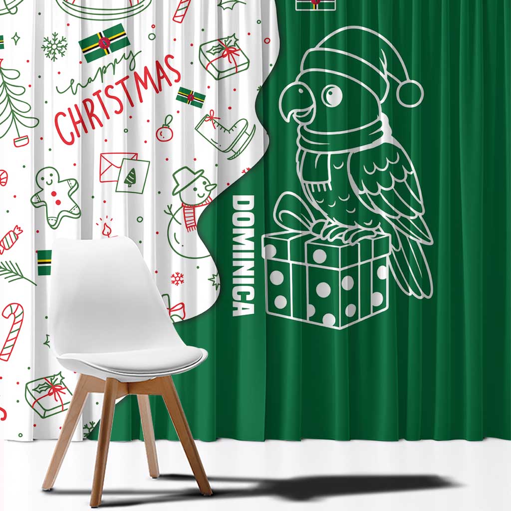 Dominica Christmas Window Curtain with Parrot Gift Box and Festive Pattern Design - Wonder Print Shop