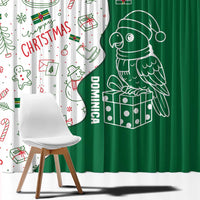 Dominica Christmas Window Curtain with Parrot Gift Box and Festive Pattern Design - Wonder Print Shop