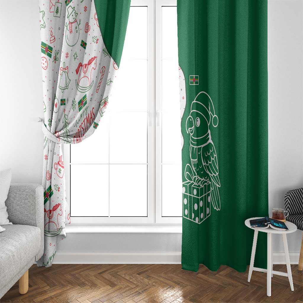 Dominica Christmas Window Curtain with Parrot Gift Box and Festive Pattern Design - Wonder Print Shop