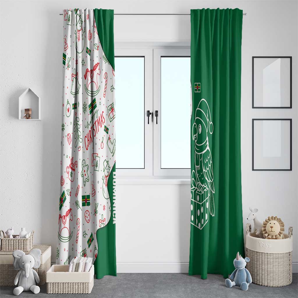 Dominica Christmas Window Curtain with Parrot Gift Box and Festive Pattern Design - Wonder Print Shop
