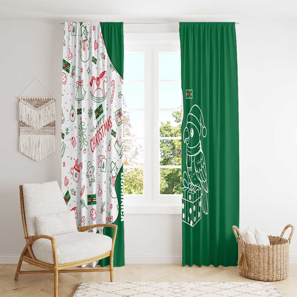 Dominica Christmas Window Curtain with Parrot Gift Box and Festive Pattern Design - Wonder Print Shop