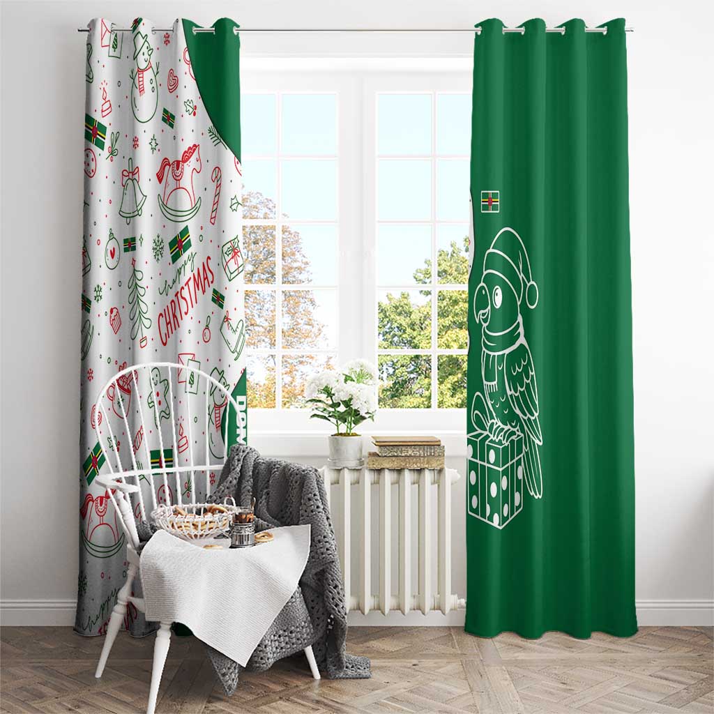 Dominica Christmas Window Curtain with Parrot Gift Box and Festive Pattern Design - Wonder Print Shop