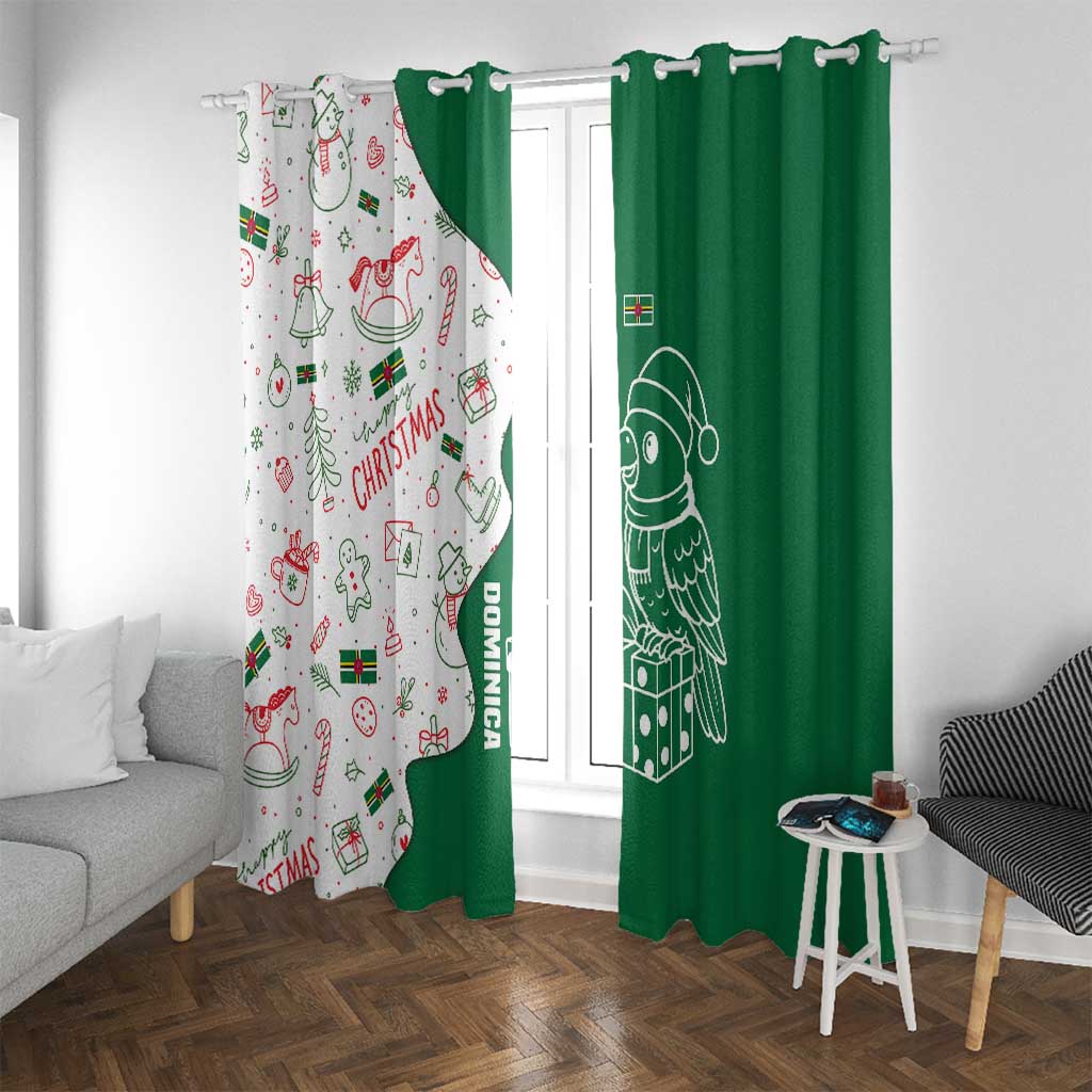 Dominica Christmas Window Curtain with Parrot Gift Box and Festive Pattern Design - Wonder Print Shop