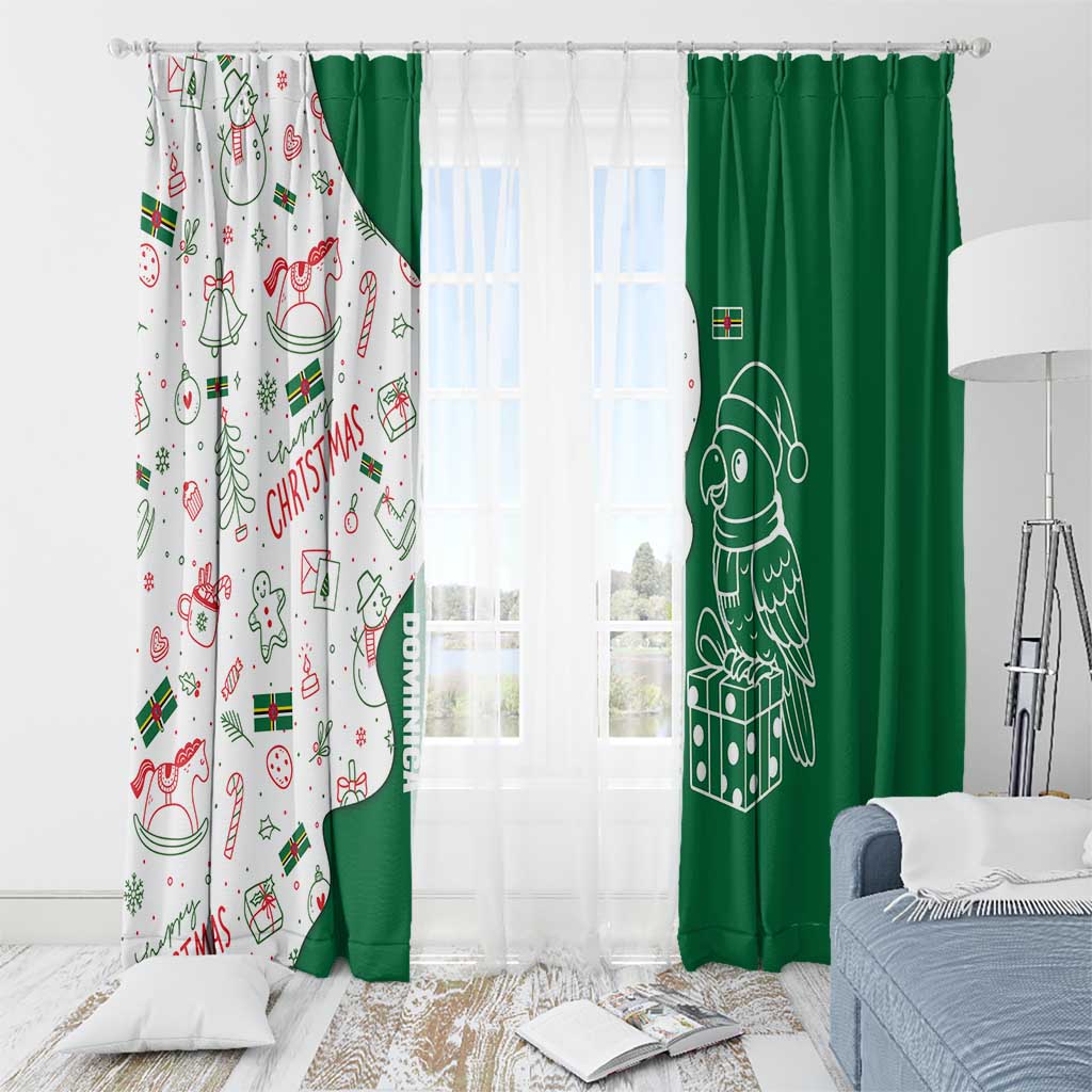 Dominica Christmas Window Curtain with Parrot Gift Box and Festive Pattern Design - Wonder Print Shop