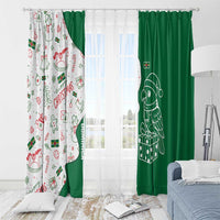 Dominica Christmas Window Curtain with Parrot Gift Box and Festive Pattern Design - Wonder Print Shop