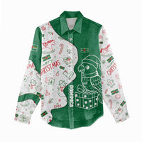 Dominica Christmas Women Casual Shirt with Parrot Gift Box and Festive Pattern Design - Wonder Print Shop
