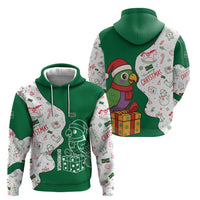 Dominica Christmas Zip Hoodie with Parrot Gift Box and Festive Pattern Design - Wonder Print Shop