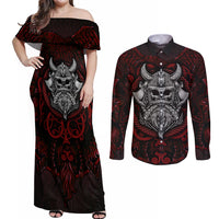 Blood Of Viking Warrior Couples Matching Off Shoulder Maxi Dress and Long Sleeve Button Shirts - Wonder Print Shop