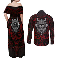 Blood Of Viking Warrior Couples Matching Off Shoulder Maxi Dress and Long Sleeve Button Shirts - Wonder Print Shop