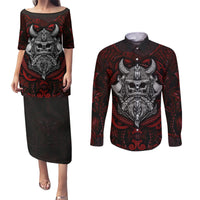 Blood Of Viking Warrior Couples Matching Puletasi Dress and Long Sleeve Button Shirts - Wonder Print Shop