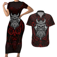 Blood Of Viking Warrior Couples Matching Short Sleeve Bodycon Dress and Hawaiian Shirt - Wonder Print Shop