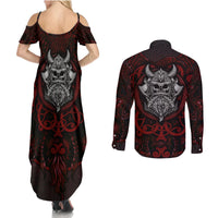 Blood Of Viking Warrior Couples Matching Summer Maxi Dress and Long Sleeve Button Shirts - Wonder Print Shop