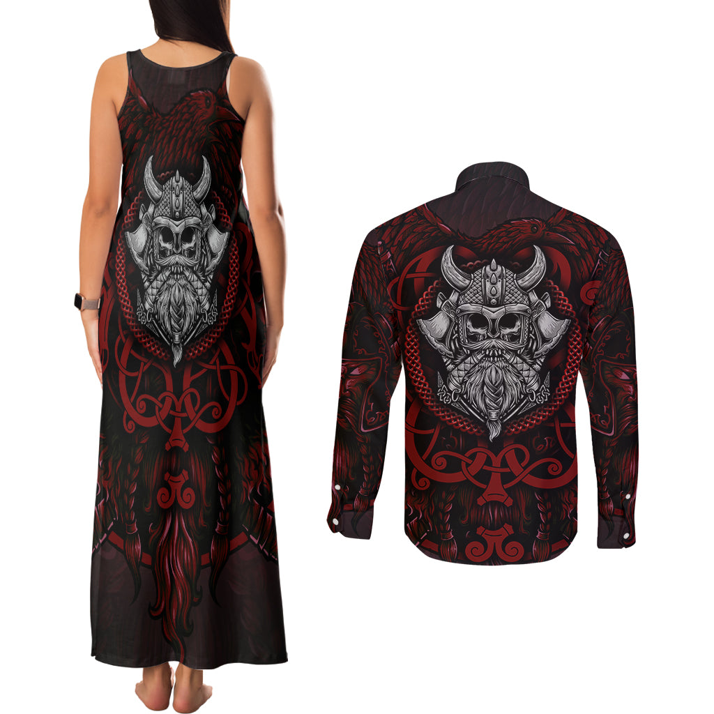 Blood Of Viking Warrior Couples Matching Tank Maxi Dress and Long Sleeve Button Shirts - Wonder Print Shop