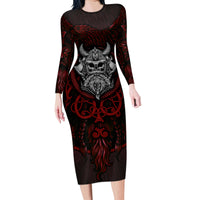Blood Of Viking Warrior Family Matching Long Sleeve Bodycon Dress and Hawaiian Shirt - Wonder Print Shop