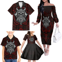 Blood Of Viking Warrior Family Matching Off Shoulder Long Sleeve Dress and Hawaiian Shirt - Wonder Print Shop