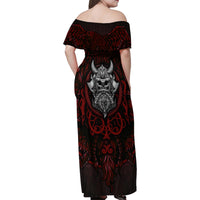 Blood Of Viking Warrior Family Matching Off Shoulder Maxi Dress and Hawaiian Shirt - Wonder Print Shop