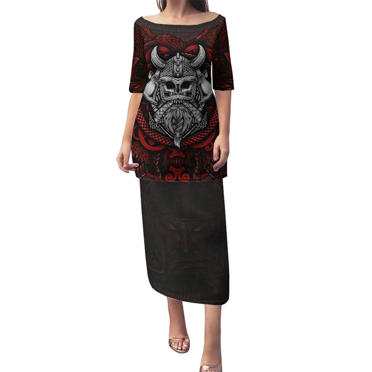 Blood Of Viking Warrior Family Matching Puletasi Dress and Hawaiian Shirt - Wonder Print Shop