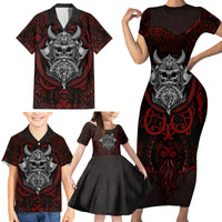 Blood Of Viking Warrior Family Matching Short Sleeve Bodycon Dress and Hawaiian Shirt - Wonder Print Shop