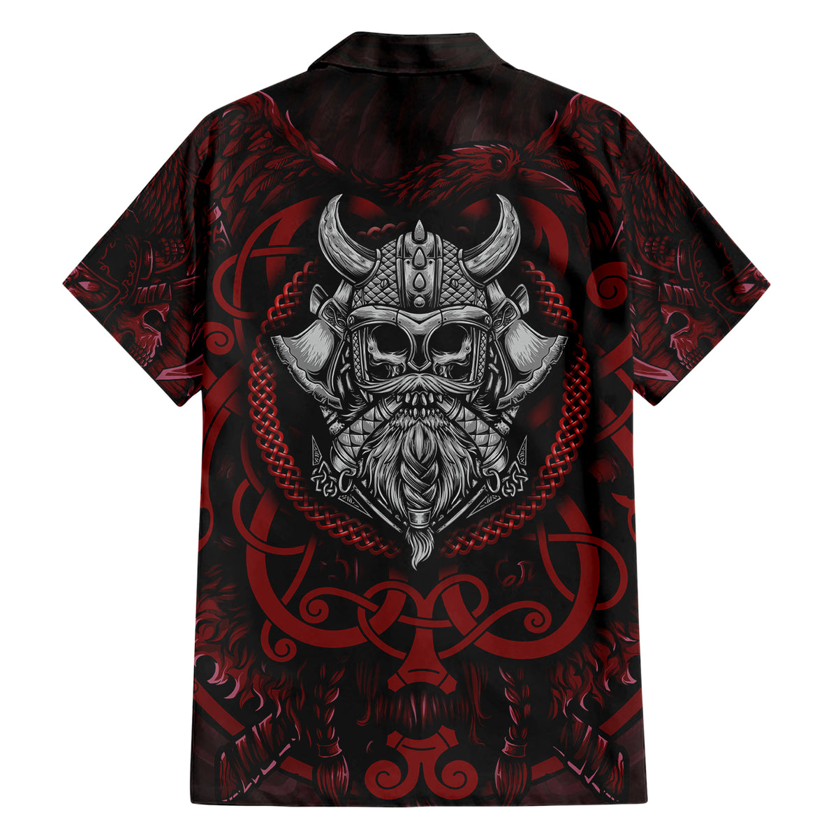 Blood Of Viking Warrior Family Matching Short Sleeve Bodycon Dress and Hawaiian Shirt - Wonder Print Shop