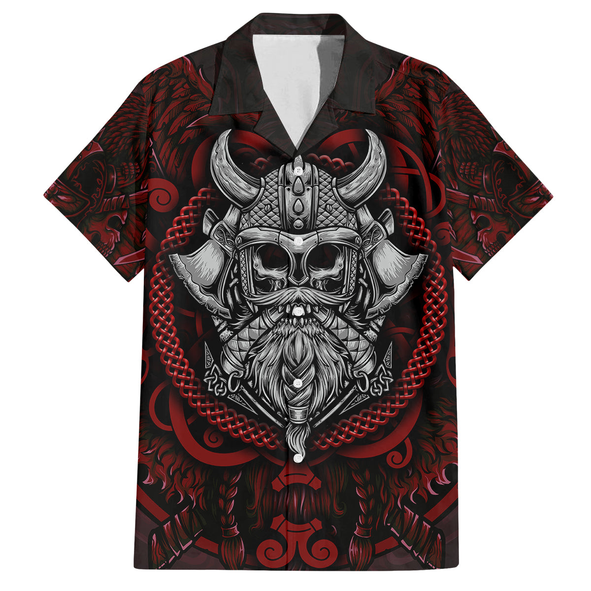 Blood Of Viking Warrior Family Matching Tank Maxi Dress and Hawaiian Shirt - Wonder Print Shop