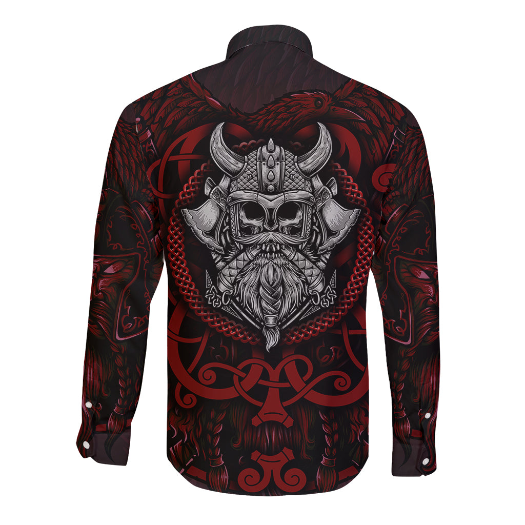Blood Of Viking Warrior Long Sleeve Button Shirt - Wonder Print Shop